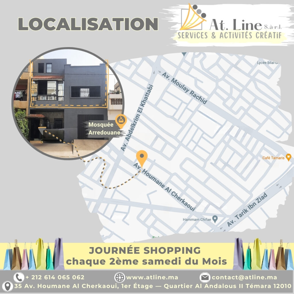 Bienvenue à nos Journées Shopping exclusif à Témara, où la créativité et la convivialité brillent de mille feux ! Découvrez des créations uniques en prêt-à-porter, bijoux et décoration, et d'autres, Rejoignez-nous chaque 2ème samedi du mois pour une expérience enrichissante et inspirante !